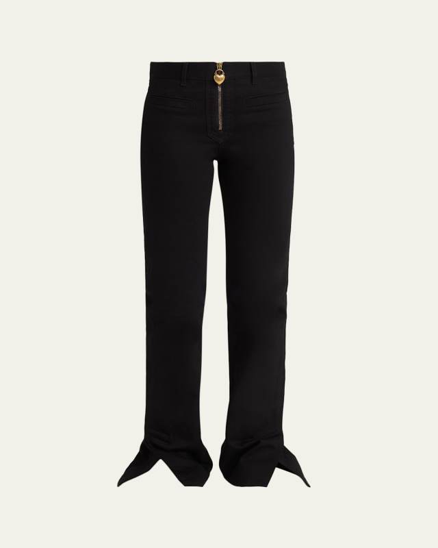 Denim Split-Cuff Flare Trousers